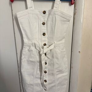 JustFab White Button-Up Mini Dress